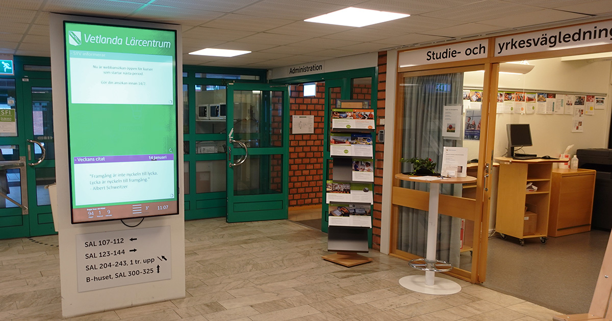 Du hittar SYV och information direkt i entrén.